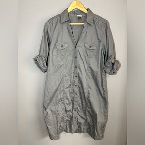 Sonoma Safari Green Button Down Khaki‎ Casual Dress Womens Size Large